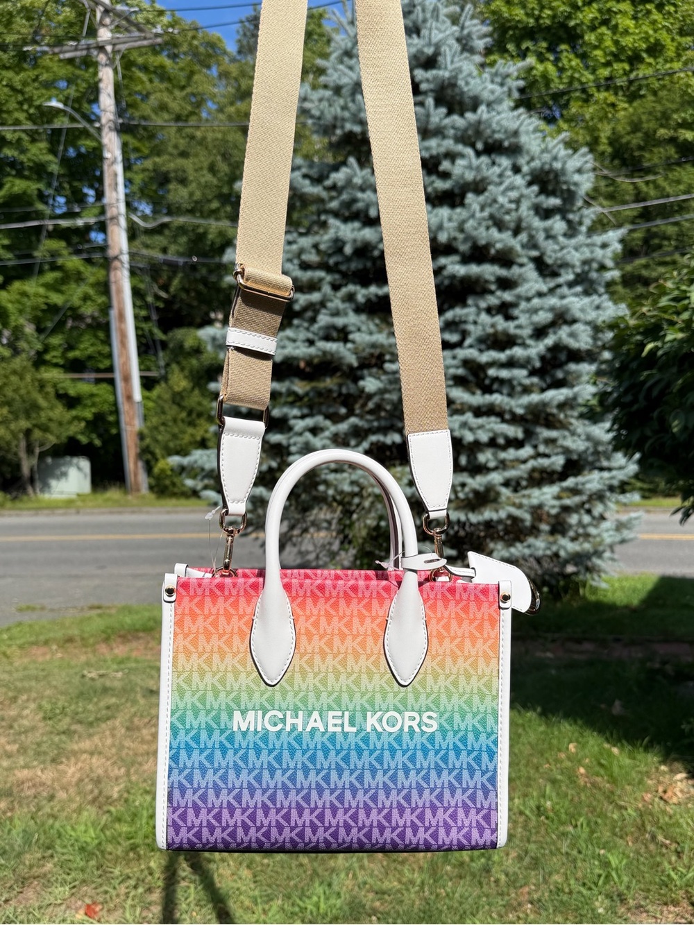 RARE Michael Kors Mirella Small Rainbow Signature Logo Crossbody Bag NWT - Picture 7 of 10